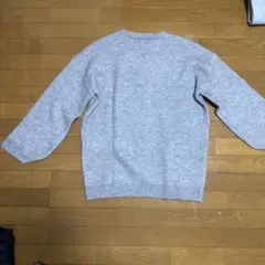 グレー ウール混紡 クルーネックセーター