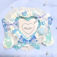 【B7 L版 】ホイップデコ ハートいちごケーキ 空色 青空 デコケース