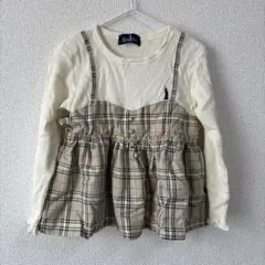ベージュ系チェック 長袖カットソー EASTBOY