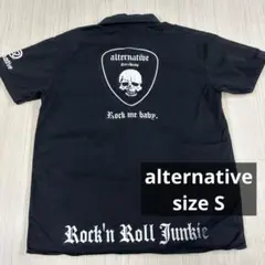 alternative スカルプリント 半袖ワークシャツ　ルード　アメカジ