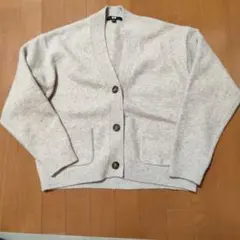 ユニクロ　スフレヤーンVネックショートカーディガン　ベージュ　L