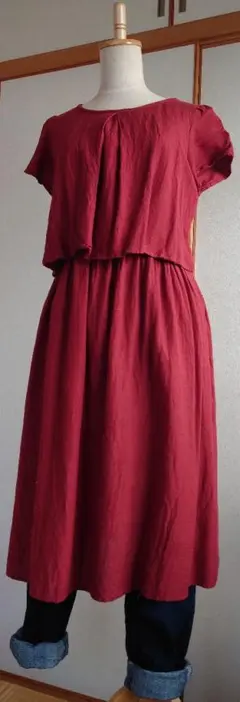 リネン混　ワンピース