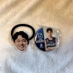シーホース三河　元澤選手ヘアゴム缶バッジセット