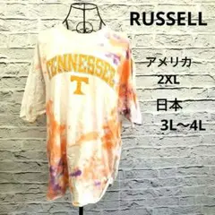 RUSSELLタイダイTシャツ半袖カレッジロゴ夏ビッグサイズ3Lテネシー大学