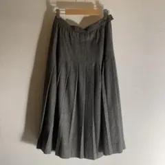 グレー プリーツ ロングスカート フレア　ウール　ヴィンテージ　レトロ