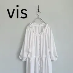 vis ビス チュニック 長袖 ブラウス 白 ホワイト シワになりにくい 可愛いのサムネイル