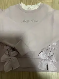 メゾピアノ レースアップリボン レイヤードトレーナー