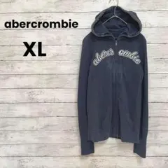 【アバクロンビー】ジップパーカー　フーディ（XL）長袖　ロゴ　ネイビー♡