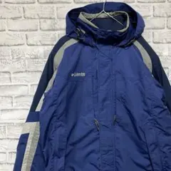 コロンビア　マウンテンパーカー中綿ブルーM ロゴ刺繍アウトドア1118