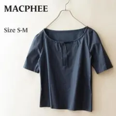 MACPHEE マカフィー 半袖ブラウス ギャザーネック 微光沢