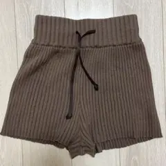 MURUA リブ編みブラウンショートパンツ Fサイズ