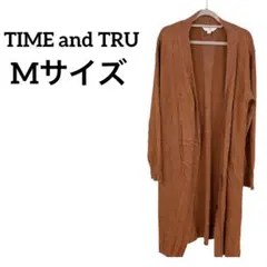 TIME and TRU オレンジ ブラウン　ロングカーディガン M