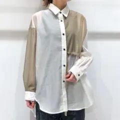 OSMOSIS サイドドロストワイドシャツ　パープルのサムネイル