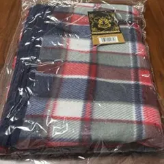 【未開封新品】大判ブランケット チェック柄 赤 紺