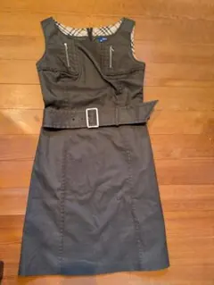 バーバリーブルーレーベル 訳あり ノースリーブ リボン ティアード ワンピース バーバリー ブルーレーベル サテン ドッキングワンピース ネック