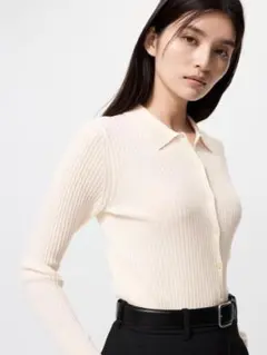 UNIQLO メリノリブポロカーディガン　L 2024AW