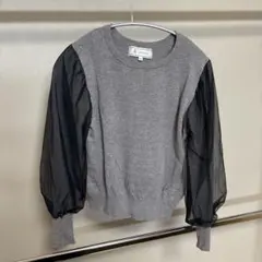 【超メルカリ市】ROPE PICNIC グレー シースルー袖 ニットセーター