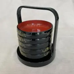 漆器銘々皿5枚　持ち手盆付き