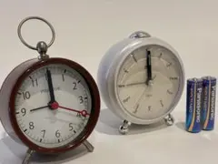 PRAGUE アナログ置時計 ブラウン、ホワイト2個セット(電池付き)