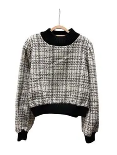 ツイードデザインの長袖セーター