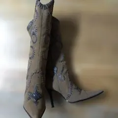 ブラウン刺繍ウエスタンブーツ