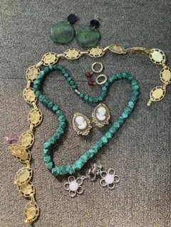 ターコイズ風ネックレスとイヤリングセット