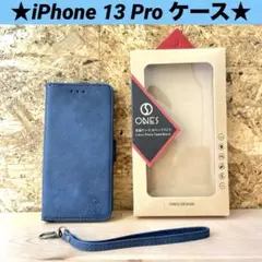 ONES iPhone 13 Pro スマホケース 手帳型 ケース ネイビー