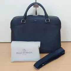 極美品 ペッレモルビダ PELLE MORBIDA バッグ ネイビーNS