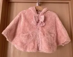 ブランシェス ボアベビーポンチョ ピンク花柄