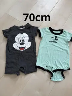 【ミッキー】ロンパース2枚セット 70cm