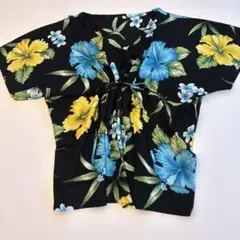 フラワープリント 半袖Tシャツ 黒