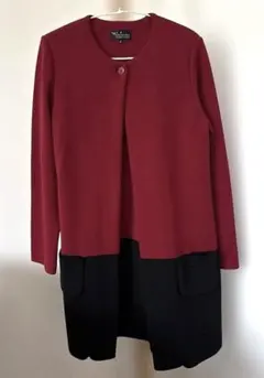 【アニエス・ベー】agnès b. Prestige 赤黒ニットコートサイズ2