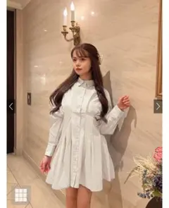 バックレースアップタックシャツミニワンピース