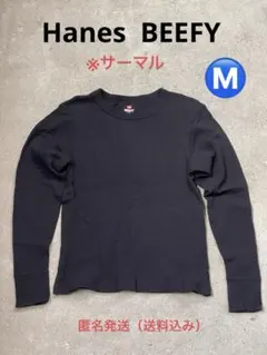 Hanes BEEFY-T ワッフル 長袖 ブラック　size Mのサムネイル