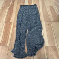 ストライプ ワイドパンツ ブラックホワイト