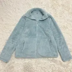 ユニクロ フリースジャケット XL ライトブルー ファーリーフリース ボア