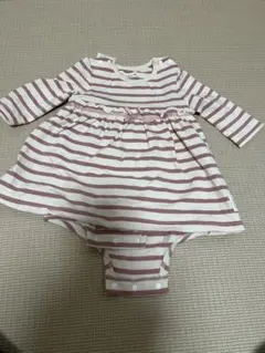 バースデイ　conoco 70 ワンピース風ロンパース　長袖ストライプ