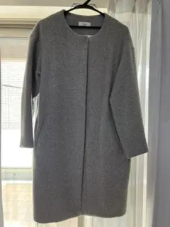 イエナ　ノーカラーコート ロングコート　グレー