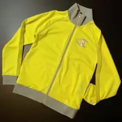 チャンピオン ラメ入✨蛍光イエロー/グレー　大小ロゴ刺繍　トラックジャケット　L