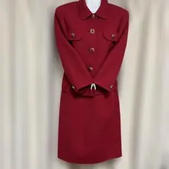 ウール100%セットアップスーツ　フォーマル　赤　日本製　スカート