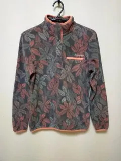 コロンビア ハーフスナップ フリース プルオーバー S 総柄 リーフ グレー