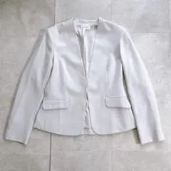 美品✨ PLST プラステ　ウォッシャブル　ノーカラージャケット　ライトグレー