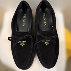 週末sail❣️新品未使用　PRADA ブラック スエード ローファー　381/2