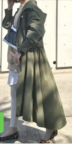 エマテイラー　ミリタリーフードフレアロングコート　38