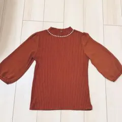 ビジュー付き七分袖カットソー　Mサイズ