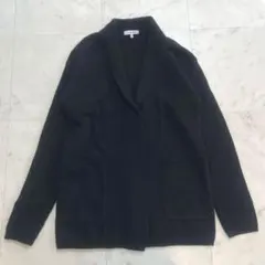 グローバルワーク ウールカーディガン S 羊毛 ボタンレス ブラック ポケット有