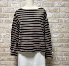 Samantha MOS2 ボーダー柄長袖Tシャツ　パール付き