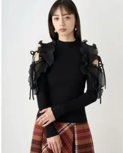 プリーツフリルドッキングニットプルオーバー