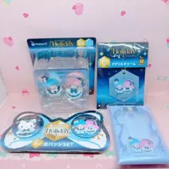 リトルツインスターズ　フィギュア　缶バッジ　チャーム　マルチケースHappyくじ