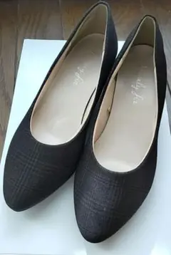 値下げしました　秋色チェック柄パンプス 24cm